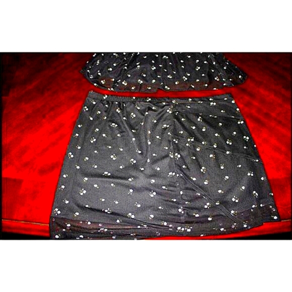 NWT No Boundaries Black Sparkle Dot 2-Piece Set - Cami & Mini Skirt - Size L - Picture 4 of 5